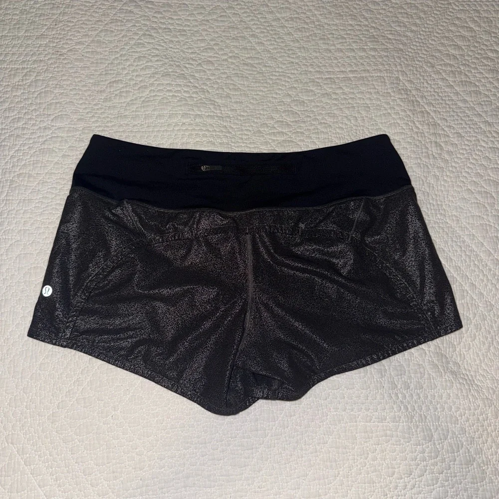 lululemon athletica Shimmering Black Women's Athletic Shorts - Picture 3 of 5